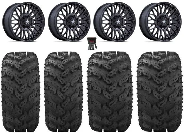 MSA Clubber 14″ Wheels Black DDT 27″ Reptile Tires Can-Am Maverick X3 / Honda Pioneer 1000 / Talon