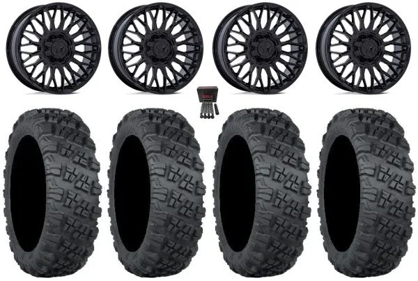 MSA Clubber 15″ Wheels Gloss Black 35″ Versa Cross V3 Tires Polaris RZR Turbo R & Pro R Ranger 1500 Xpedition