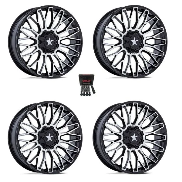 MSA Clubber 22″ Wheels Black/Machined Kawasaki Mule Pro FXT KRX / Yamaha Wolverine RMAX / YXZ 2019+
