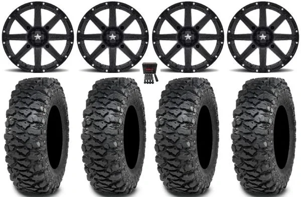 MSA Clutch 14″ Wheels Bk 28″ Savage XT Tires Kawasaki Teryx Mule