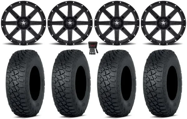 MSA Clutch 15″ Wheels Black 33″ Tenacity XNR Tires Kawasaki Mule Pro FXT KRX / Yamaha Wolverine RMAX / YXZ 2019+