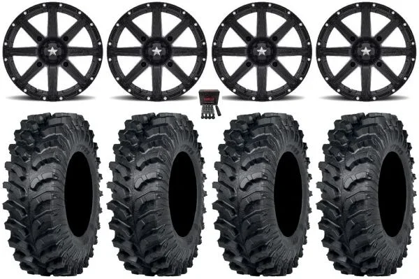 MSA Clutch 15″ Wheels Black 34″ MT911 Tires Polaris Sportsman / RZR / Ranger