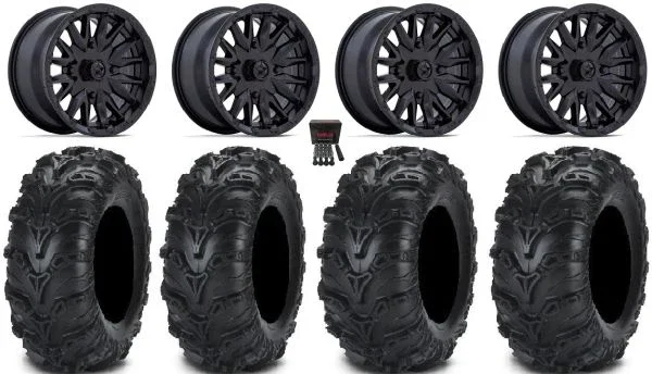 MSA Creed 14″ Wheels Black 27″ Mud Lite II Tires Honda Foreman Rancher SRA
