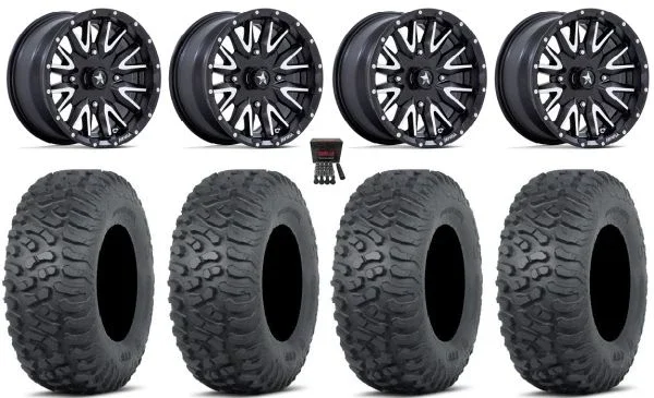 MSA Creed 15″ Wheels Machined 32″ Terra Hook Tires Can-Am Maverick X3 / Honda Pioneer 1000 / Talon