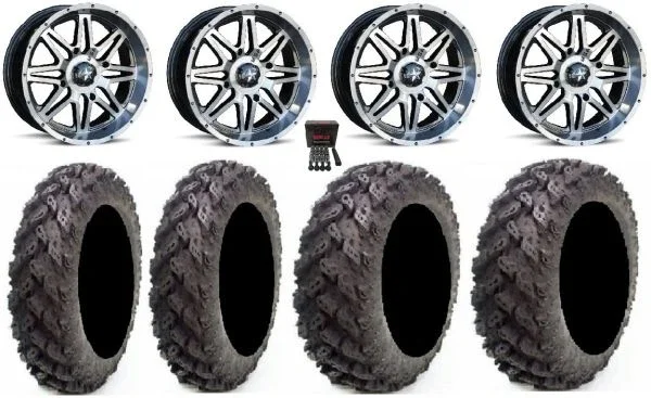MSA Dark Tint Vibe 14″ ATV Wheels 28″ Reptile Tires Honda Rincon Yamaha Rhino Kawasaki Brute Force Suzuki KingQuad