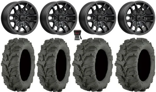 MSA Fang 14″ Wheels Black 27″ Mud Lite XTR Tires Kawasaki Mule Pro FXT KRX / Yamaha Wolverine RMAX / YXZ 2019+