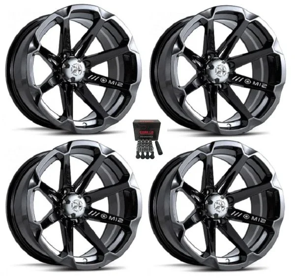 MSA M12 Diesel ATV Wheels/Rims Black 14″ Honda Rincon Yamaha Rhino Kawasaki Brute Force Suzuki KingQuad