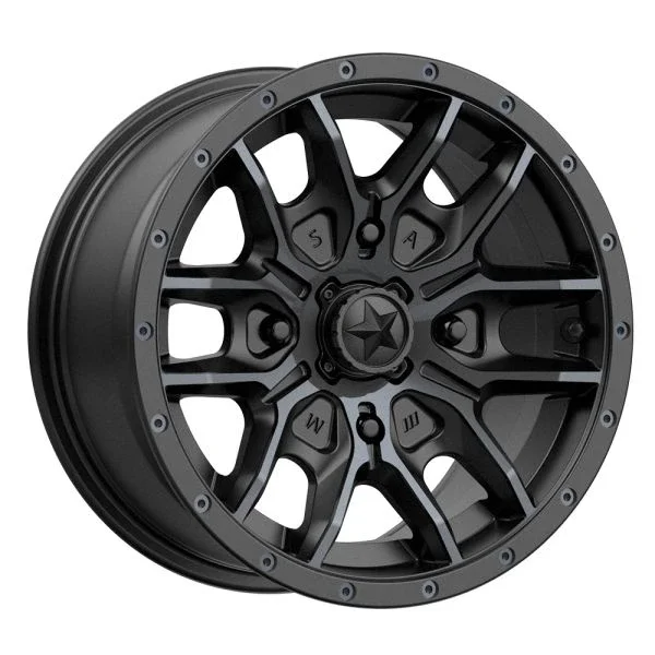 MSA M43 Fang 14×7 ATV/UTV Wheel – Satin Black/Titanium Tint (4/110) +10mm
