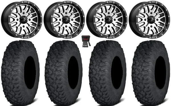 MSA Machined Brute 15″ UTV Wheels 32″ Coyote Tires Polaris RZR XP 1000 / PRO XP / Ranger XP 900/1000