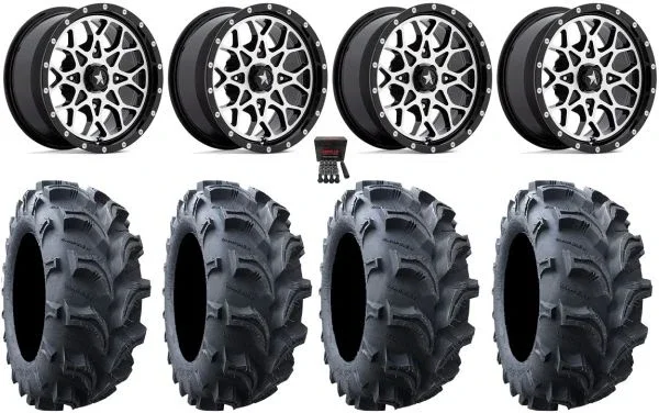 MSA Portal 14″ Wheels Machined 27″ Vampire II Tires Polaris Sportsman / RZR / Ranger