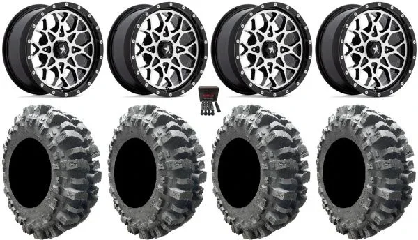 MSA Portal 14″ Wheels Machined 31″ Bogger Tires Can-Am Commander Maverick Renegade Outlander Defender
