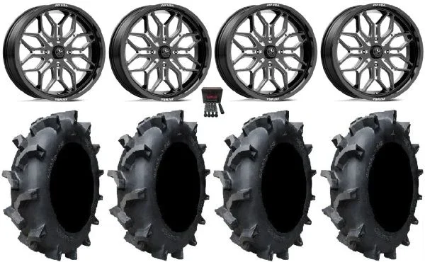 MSA Sniper 20″ Wheels Milled 33″ Interforce 628 Tires Can-Am Maverick X3 / Honda Pioneer 1000 / Talon
