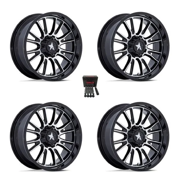 MSA ThunderLips 22″ Wheels Black/Machined Kawasaki Mule Pro FXT KRX / Yamaha Wolverine RMAX / YXZ 2019+