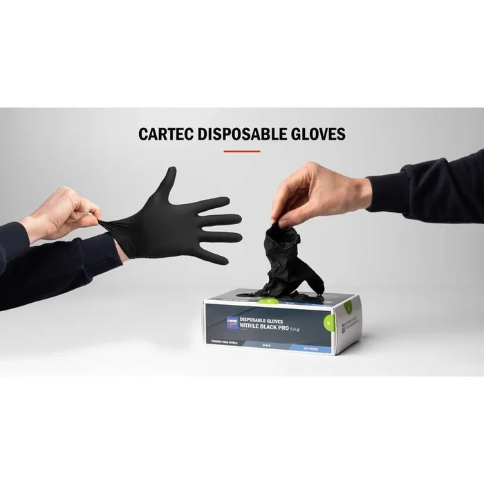NEW Cartec Black Nitrile Disposable Gloves 5.0gr (Box 100)
