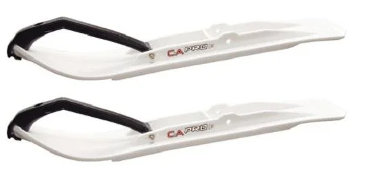 Pair of White C&A Pro XT 7-1/4″ Snowmobile Skis W/Black C&A Loops