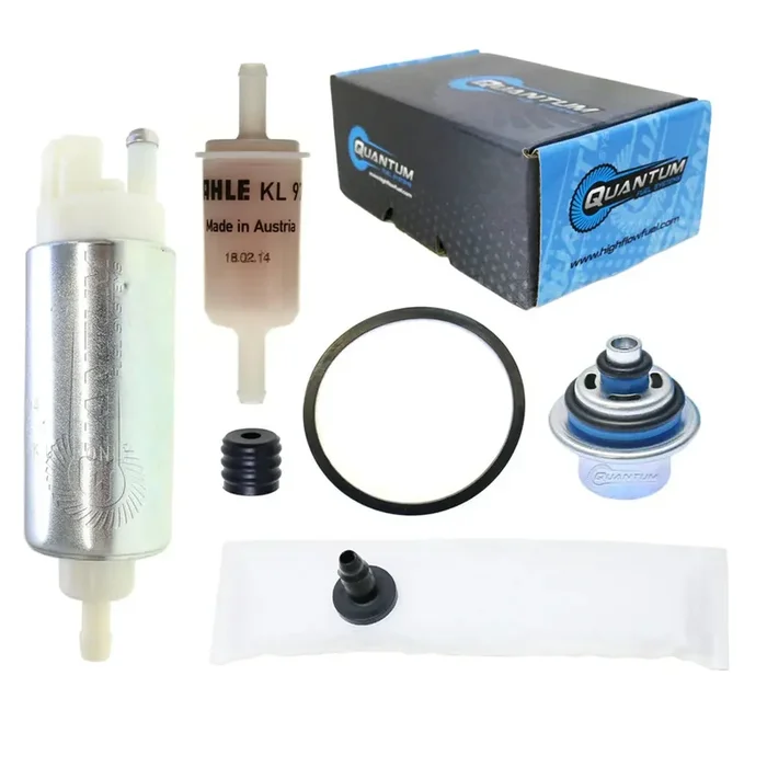 QFS In-Tank Fuel Pump w/ Genuine Mahle Filter, Pressure Regulator + Tank Seal, HFP-404-RTF