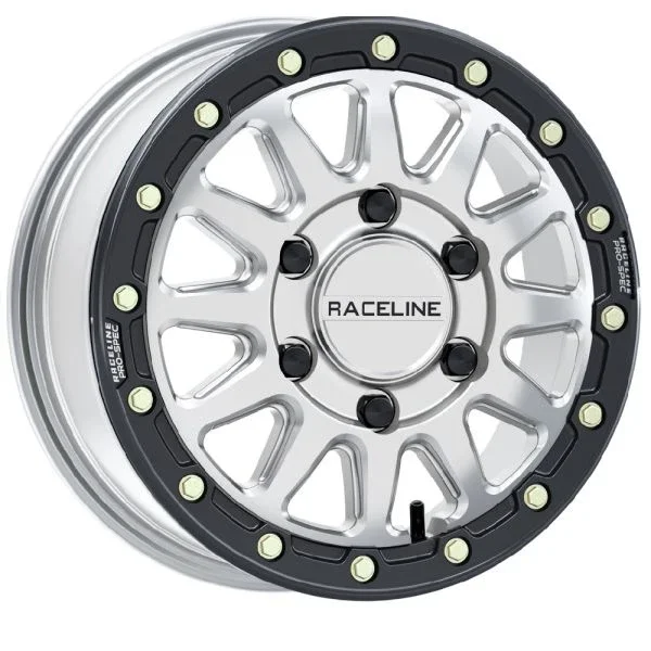 Raceline Alpha Beadlock 15×6.5 UTV Wheel – Sliver/Black (6×5.5) +74mm