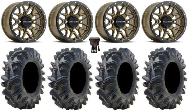 Raceline Krank 15″ Wheels Bronze 34″ Terminator Tires Polaris Sportsman / RZR / Ranger