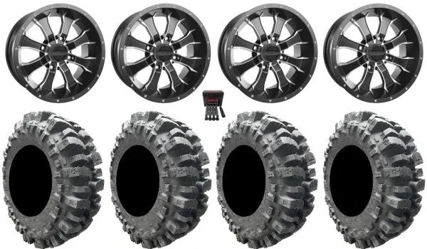 Raceline Mamba 14″ Wheels Black 30″ Bogger Tires Can-Am Maverick X3 / Honda Pioneer 1000 / Talon