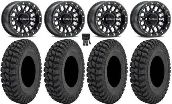 Raceline Podium Bdlk 14″ Wheels Bk 30″ Warrior AT Tires Polaris RZR XP 1000 / PRO XP / Ranger XP 900/1000