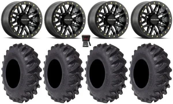 Raceline Ryno Bdlk 14″ Wheels Bk 30″ Interforce R1 Tires Can-Am Maverick X3 / Honda Pioneer 1000 / Talon