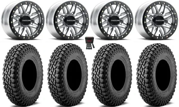 Raceline Ryno Bdlk 14″ Wheels Mh 28″ Incursion A/T Tires Can-Am Maverick X3 / Honda Pioneer 1000 / Talon