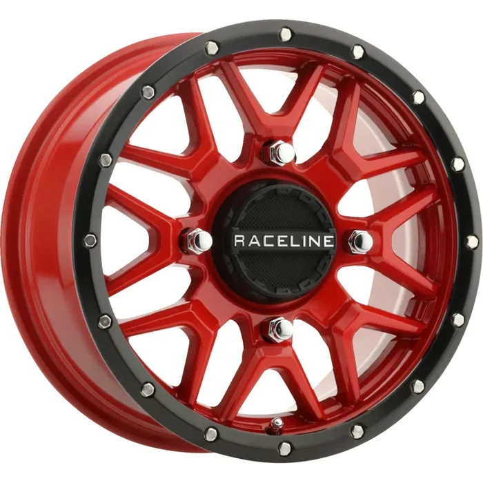 RACELINE WHEELS 0230-1505 A94R-47011+10 Krank Simulated Beadlock Wheel Wheel – Krank – Simulated Beadlock – Front/Rear – Red – 14×7 – 4/110 – 5+2 (+10 mm)