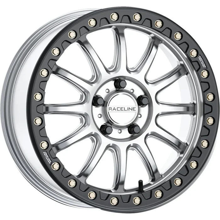 RACELINE WHEELS 0230-1579 A14SB-57037+10 Alpha Beadlock Wheel Wheel – Alpha – Front/Rear – Hyper Silver/with Black Ring – 15×7 – 4/137 – +10 mm