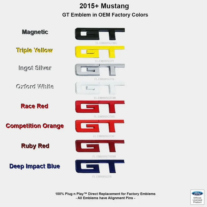 Rear GT Emblem (Deep Impact Blue) for Mustang 5.0L GT 2015-23 | #EM0005GTB | Ford