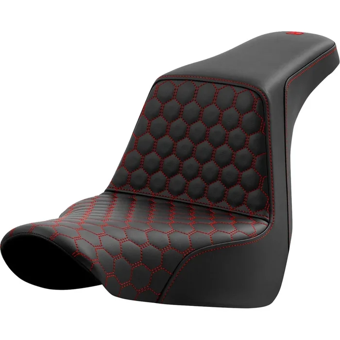 Saddlemen Step-Up Seat – Honeycomb – Red Stitching – FL/FX ’18-’23 A818-29-177RED