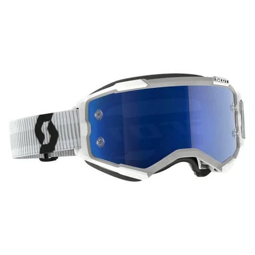 Scott Fury MX Goggles – White w/ Blue Works Lens