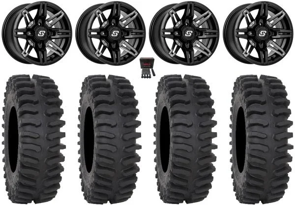 Sedona Rukus 14″ Wheels Black +30mm 28″ XT400 Tires Sportsman 550 850 1000