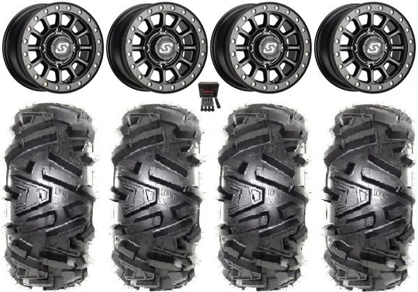 Sedona Sano Beadlock 14″ Wheels Black 27″ Moto MTC Tires Sportsman 550 850 1000
