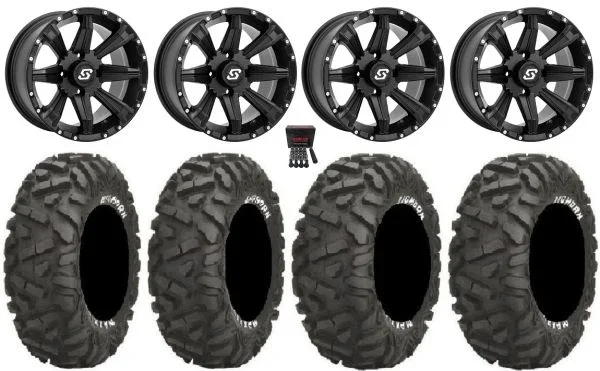 Sedona Sparx 14″ Wheels Black 26″ BigHorn Tires Polaris Sportsman / RZR / Ranger