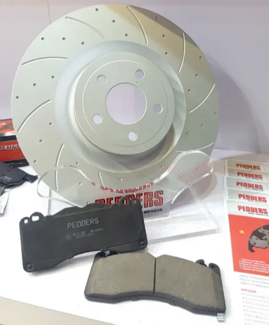 Slotted & Dimpled Discs & SportsRyder Pads Front Kit for Mustang 5.0L GT 2015-23 | #6720121+6560087SGL/R | Pedders