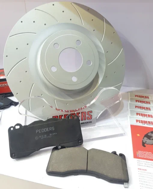 Slotted & Dimpled Discs & SportsRyder Pads Rear Kit for Mustang 2015-23 | #6720122+6560088SGL/R | Pedders