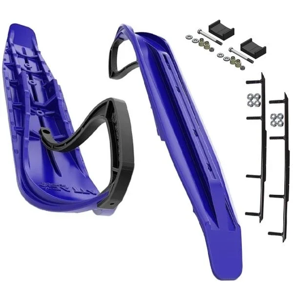 Slydog Attack 7″ Blue Skis w/6″ Round Bar Complete Kit Ski-Doo S-Chassis [DSA]