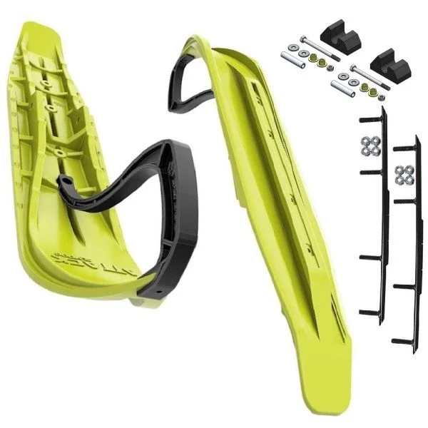 Slydog Attack 7″ Lime Squeeze Skis w/10″ Round Bar Complete Kit Yamaha Trailing Arm Suspension & Apex/Vector