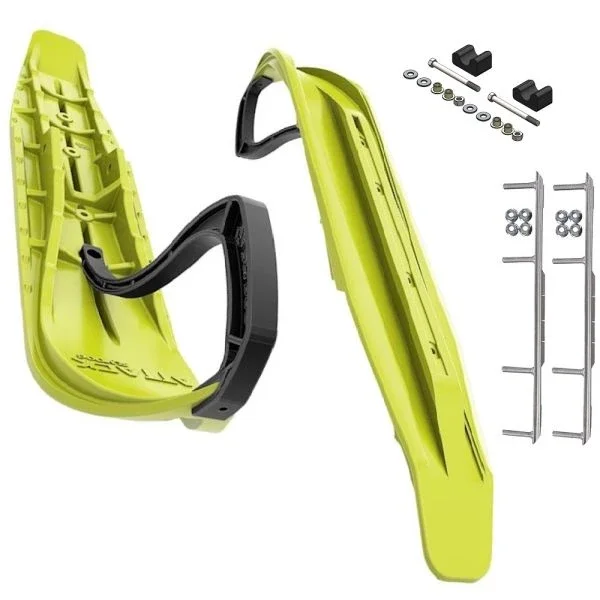 Slydog Attack 7″ Lime Squeeze Skis w/9″ Shaper Bar Complete Kit Arctic Cat 2009 HCR & ALL 2010-2011