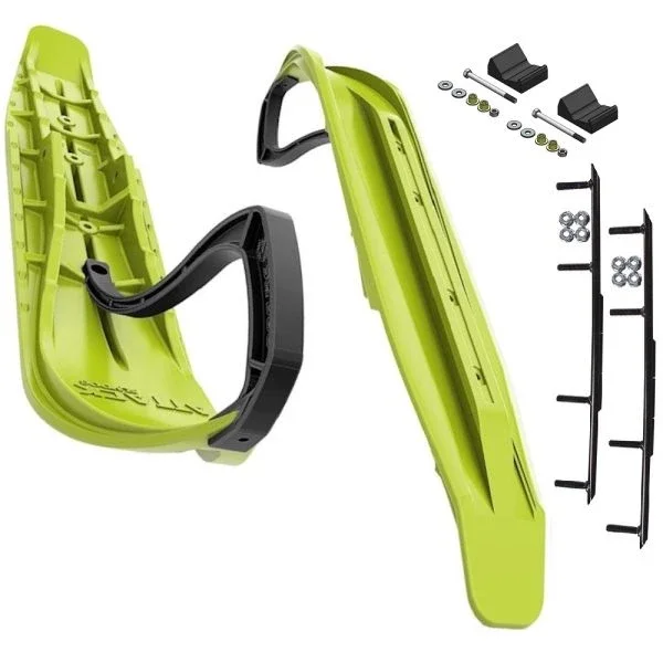 Slydog Attack 7″ Manta Green Skis w/6″ Round Bar Complete Kit Polaris Pro-Ride Chassis [Rush]