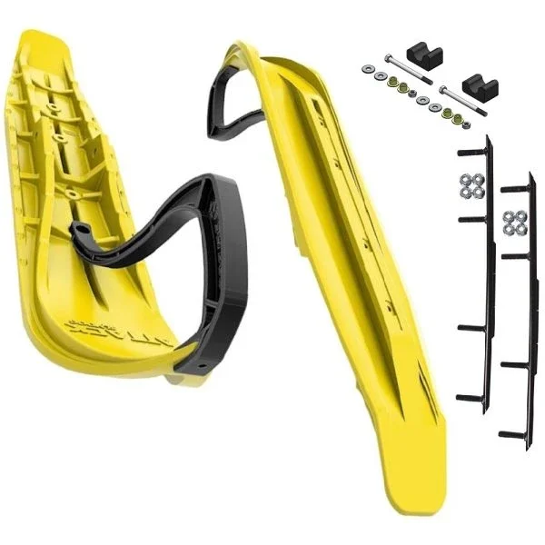 Slydog Attack 7″ Sunburst Yellow Skis w/10″ Round Bar Complete Kit Arctic Cat 2009 HCR & ALL 2010-2011