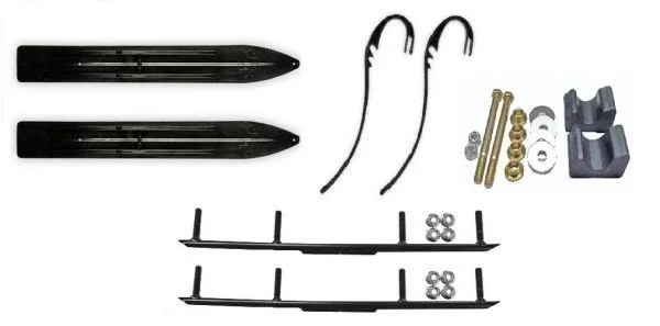 Slydog Black Trail 6″ Snowmobile Skis w/ 4″ Round Bars Complete Kit Arctic Cat 2009 and Previous