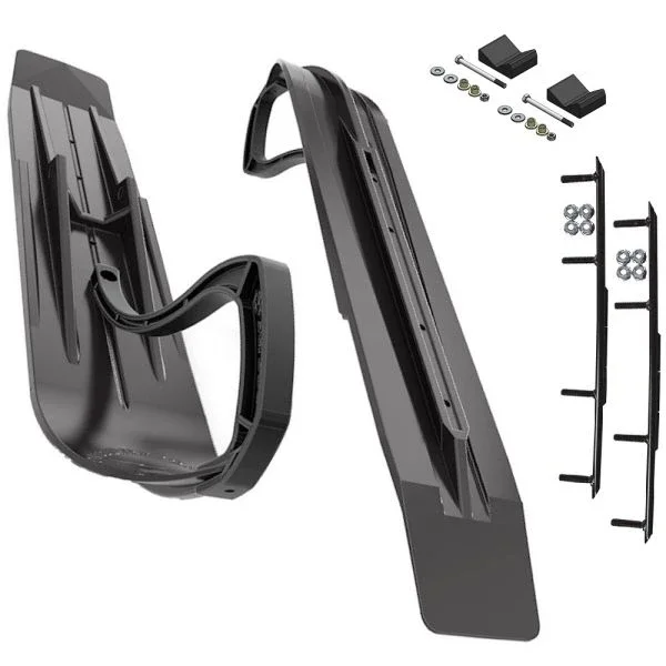 Slydog Powder Hound 7″ Black Skis w/6″ Round Bar Complete Kit Ski-Doo ZX[ADSA]/REV/RT/XP
