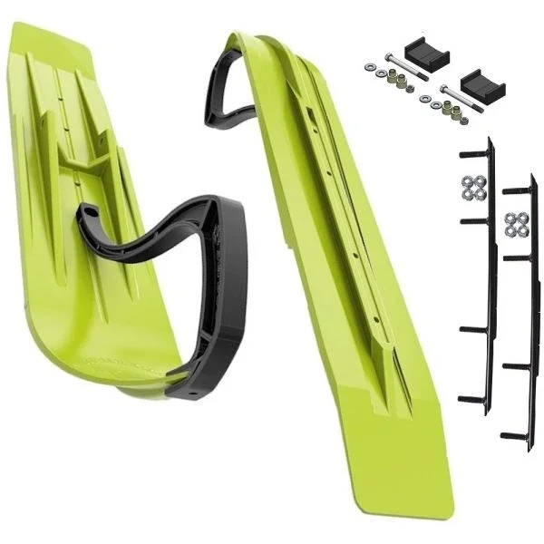 Slydog Powder Hound 7″ Manta Green Skis w/10″ Round Bar Complete Kit Ski-Doo S-Chassis [DSA]
