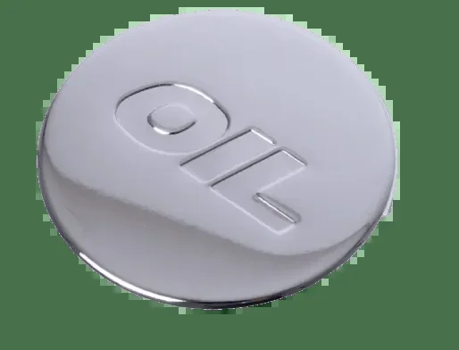 Steel Top/Rubber Base Push-In Oil Cap w/ “OIL” Logo – Chrome RPC R9787