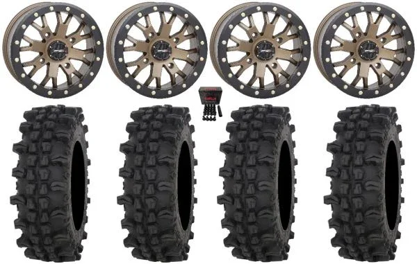 System 3 SB-4 15″ Wheels Bronze (6+1) 32″ ACP Tires Can-Am Commander Maverick Renegade Outlander Defender