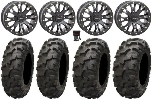 System 3 SB-4 Black (4+3) 14″ Wheels 27″ Blackwater Tires Polaris RZR XP 1000 / PRO XP / Ranger XP 900/1000