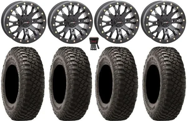 System 3 SB-4 Black (4+3) 14″ Wheels 30″ BFG KM3 Tires Polaris Sportsman / RZR / Ranger