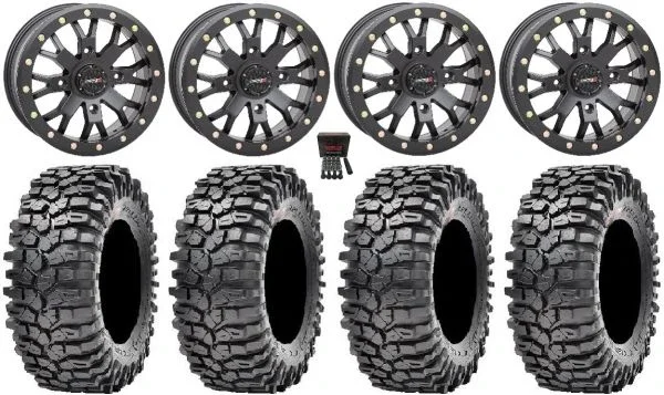 System 3 SB-4 Black (4+3) 14″ Wheels 32″ Roxxzilla Tires Polaris RZR XP 1000 / PRO XP / Ranger XP 900/1000