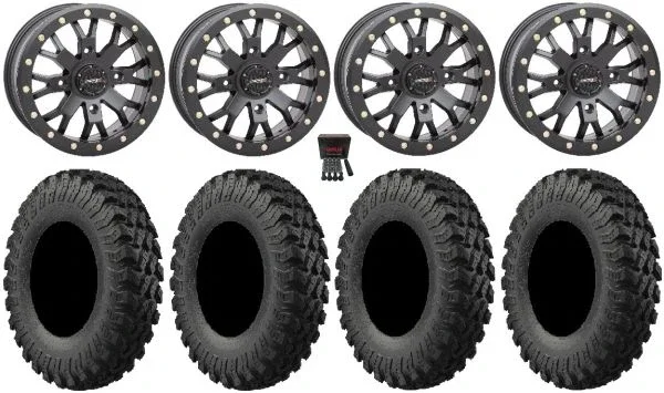 System 3 SB-4 Black (4+3) 15″ Wheels 28″ MotoRally Tires Polaris RZR XP 1000 / PRO XP / Ranger XP 900/1000